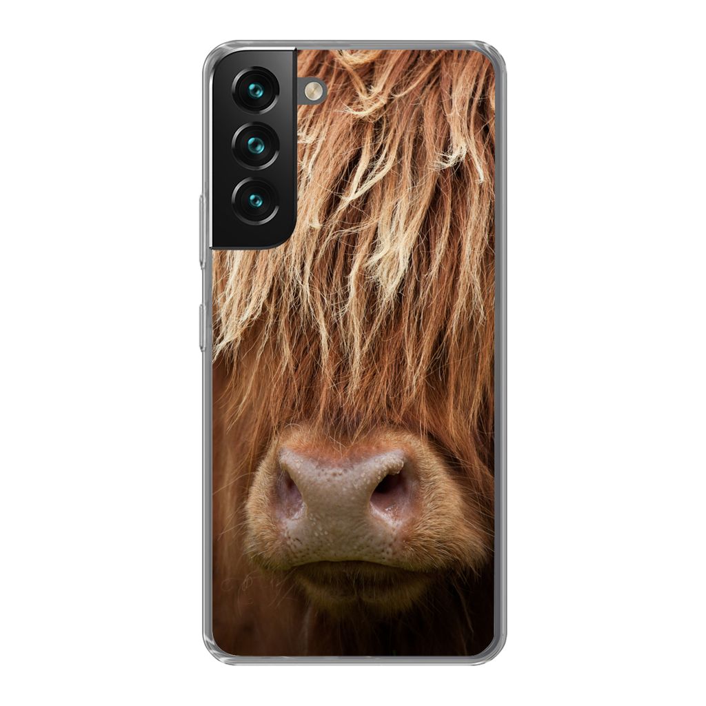 MuchoWow Handyhülle Schutzhülle Hülle für Samsung Galaxy S22 Schottischer Highlander - Nase - Haare Silikon Softcase Handy Hülle - Mobiltele...