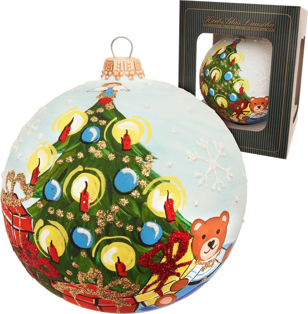 Krebs Glas Lauscha Weihnachtsbaumkugel - Geschenkkugel - Christbaum & Bär - aus Glas - ca. 10 cm