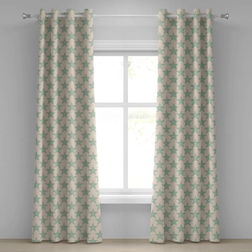 ABAKUHAUS Tende Stelle Beige e Verde Chiaro 280x245cm | Stile Moderno