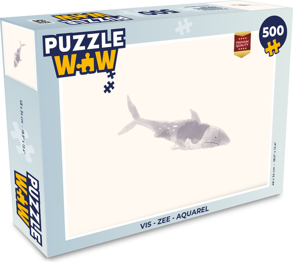 MuchoWow Puzzle 500 Teile Fisch - Meer - Aquarell - 500 Teile - Kinder - Selberbauen - Puzzlespiele