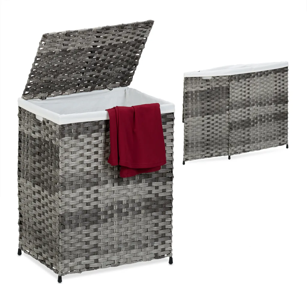 Corbeille à linge aspect rotin 90 litres pour salle de bain moderne