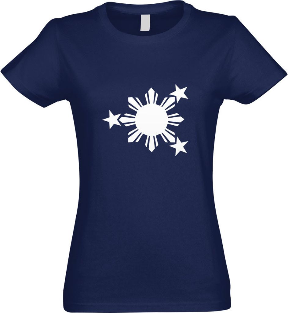 Kiwistar - T-Shirt tailliert - Damen - Navy - Flagge der Philippinen - mit Motiv Bedruckt - Funshirt Design - Sport - Freizeit - Damen - S