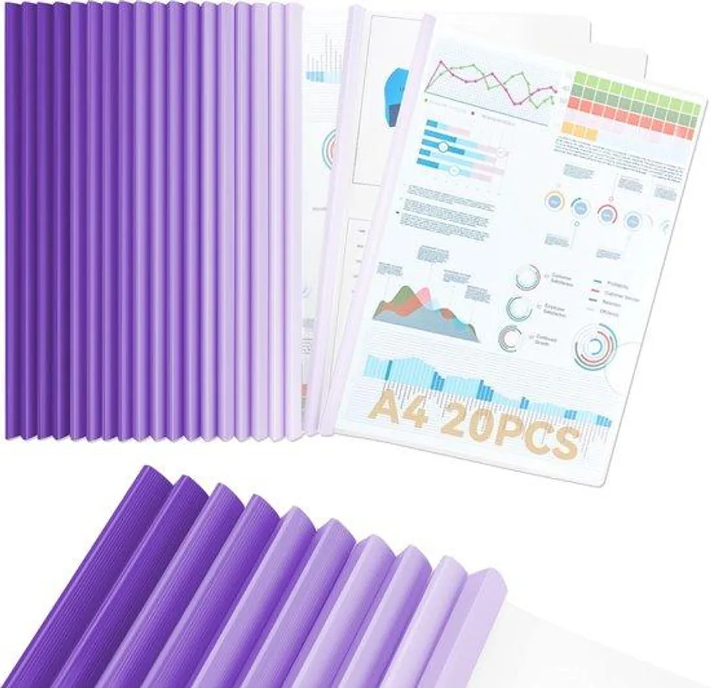 Dossier A4 violet avec pince pour archivage et réunion - Pack de 20 unités