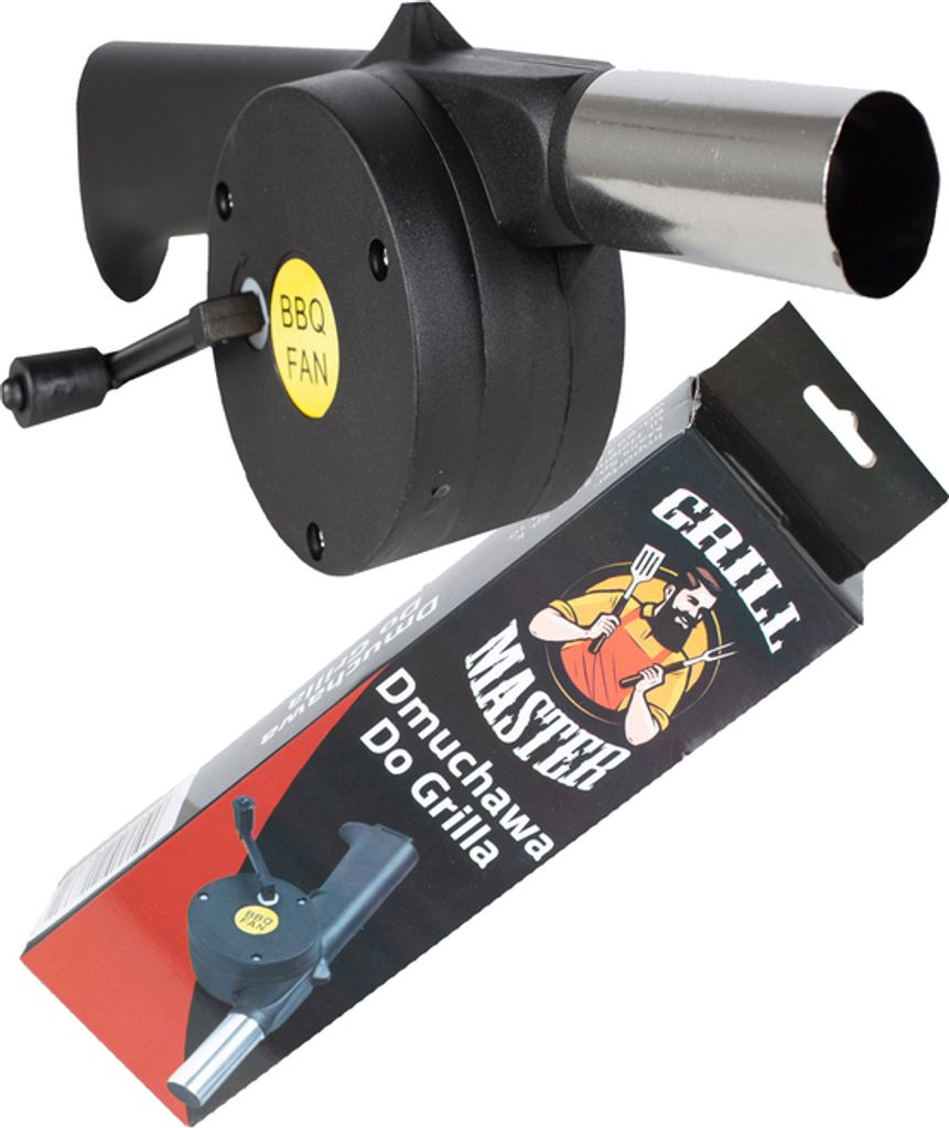 A product image showing a BBQ fan and its packaging.
