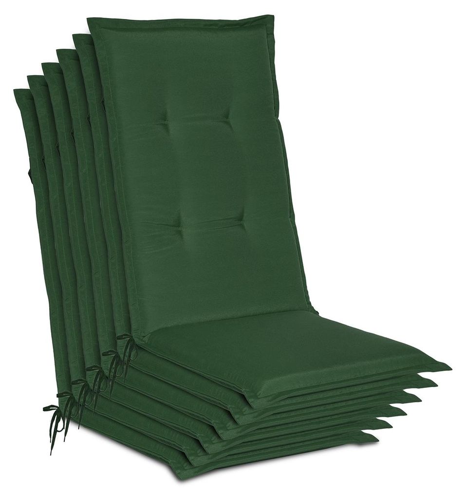 Beautissu 6er Set Gartenstuhlauflage Loft HL Dunkelgrün, Produktbild 