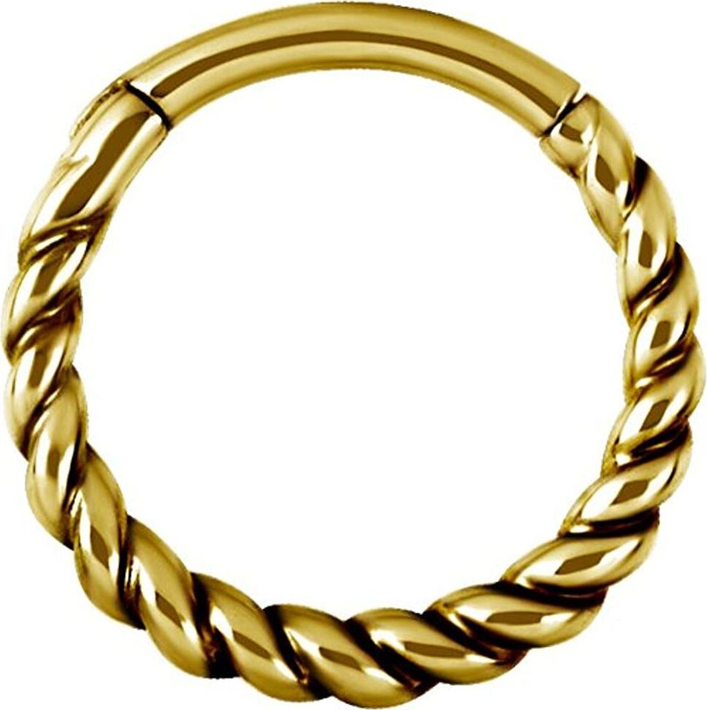 Karisma Edelstahl Hinged Scharnier Segment Ring Twisted Rope Ohrring Nase 1,2x8mm - Black