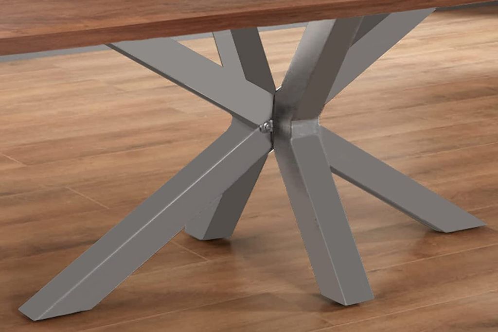 Spider-Tischgestell, Roheisen Silber lackiert, Metallgestell für Holztische, Gestell mit vielseitiger Verwendbarkeit