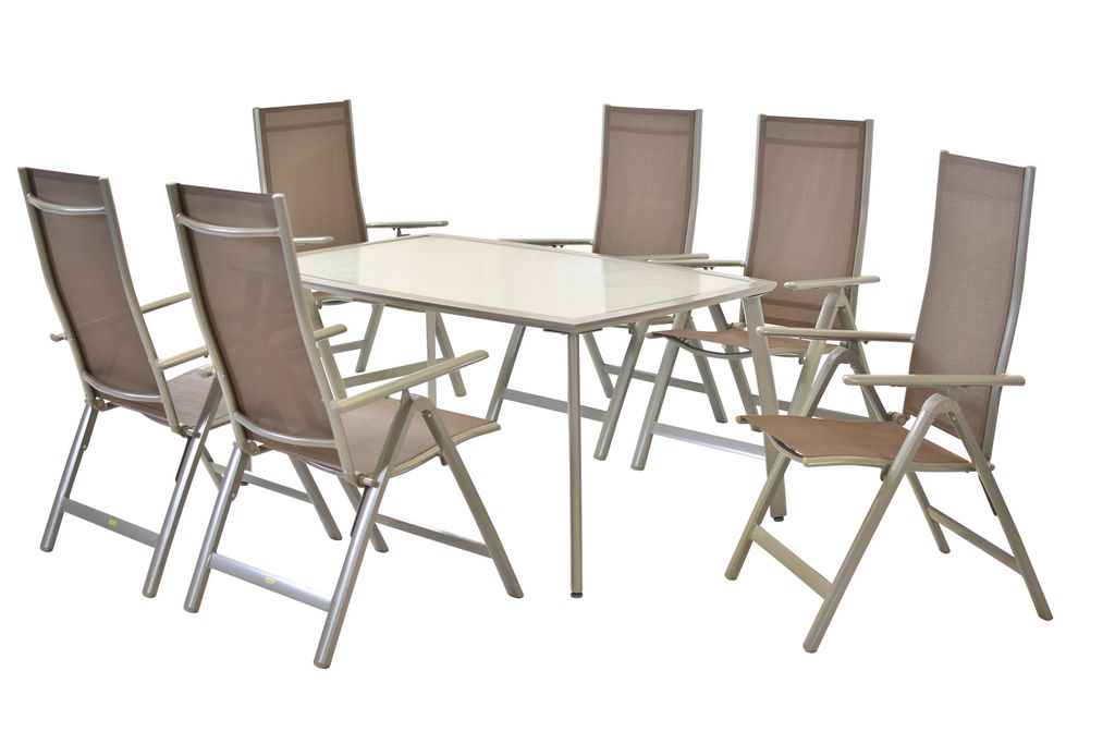 Merxx Gartenmöbelset Carrara 7tlg., 6 Klappsessel taupe, 1 Produktbild 