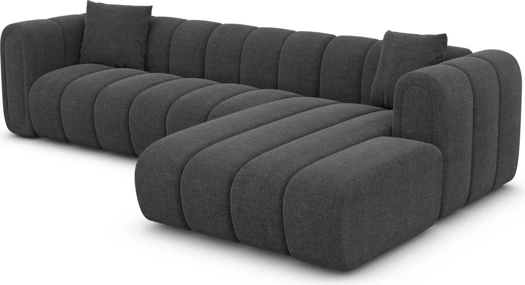 Strukturstoff L-Form Sofa Amoria Anthrazit Rechts
