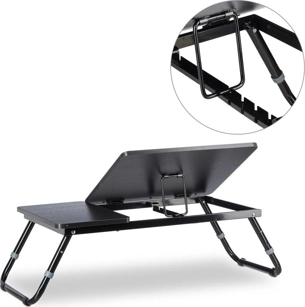 Tablette de lit noire pour ordinateur portable avec surface antidérapante - 5