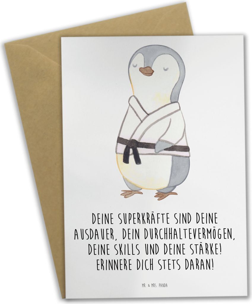 Mr. & Mrs. Panda Grußkarte Sportliche Wettkämpfe Superkräfte - Weiß - Geschenk, Inspiration, Athleten, Vertrauem, einladungskarten, genesungska...