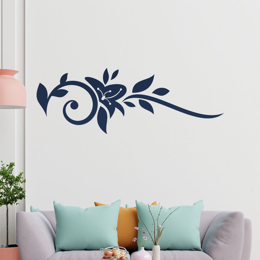 Blume - Linien Wandtattoo in 6 Größen - Wandaufkleber Wall Sticker - Dekoration, Küche, Wohnzimmer, Schlafzimmer, Badezimmer