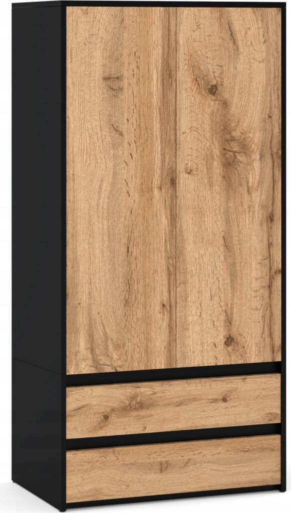 STIV Möbel | Kleiderschrank Schwarz Matt/Eiche Wotan Produktbild 