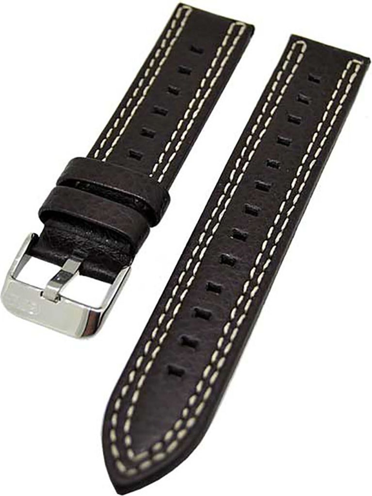 Piero Magli Uhrenarmband LEDER dunkel braun NAHT weiß 20mm 120555103 NEU