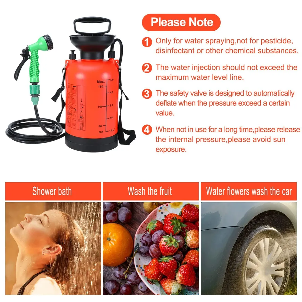 Fini la boue : douche de camping à pression manuelle 5L polyvalente