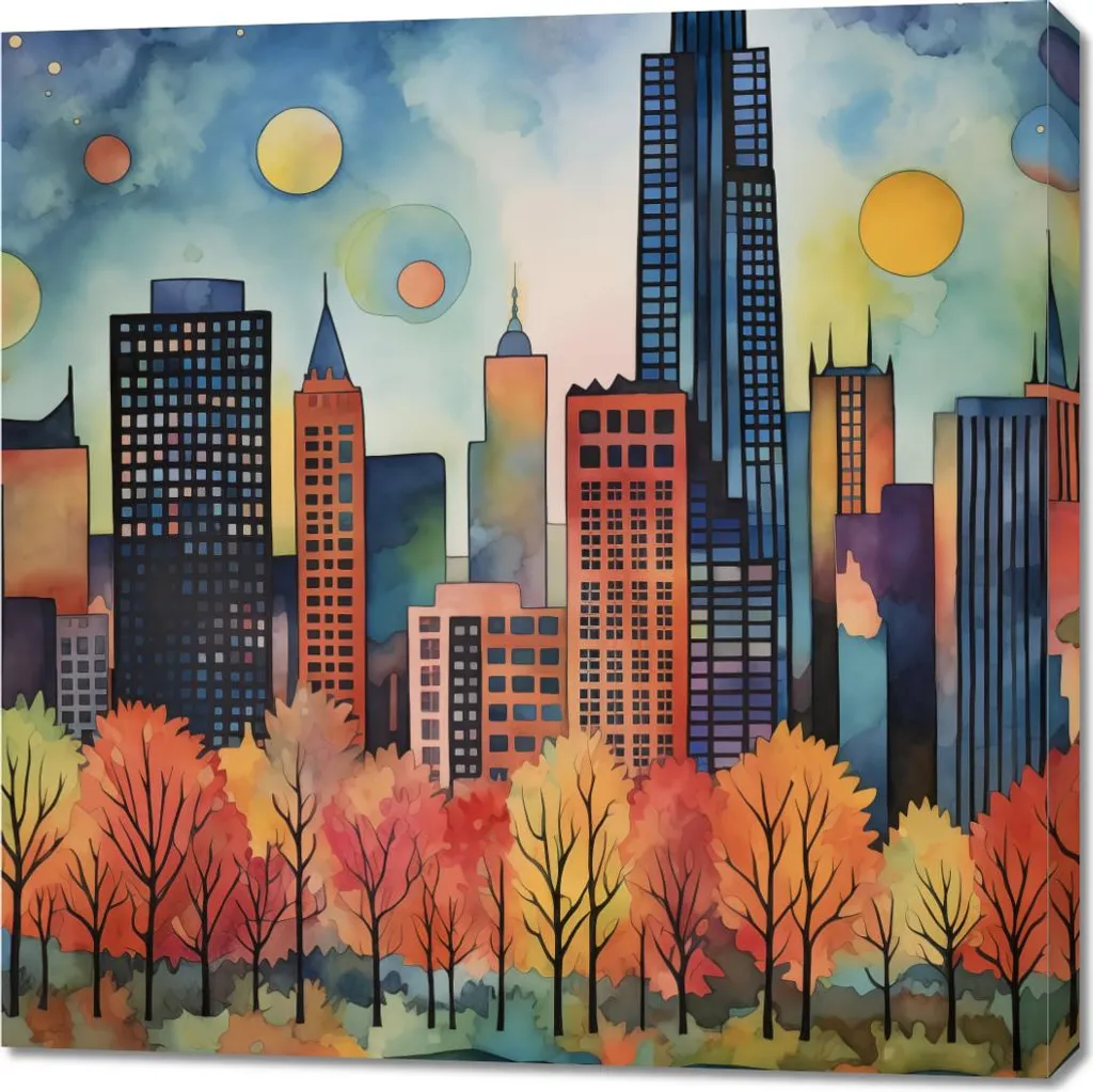 Tableau Image 90 x 90 cm Panorama Ville Pittoresque - Déco Carrée