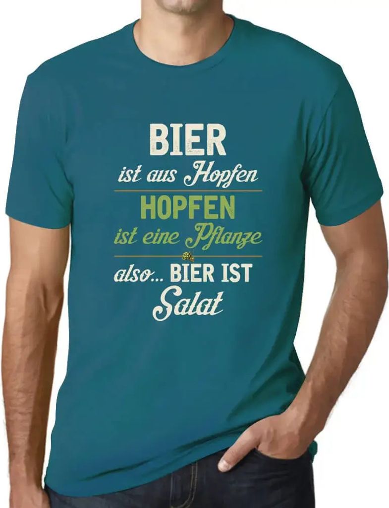 Herren Grafik T-Shirt Bier Ist Salat Öko-Verantwortlich Vintage Jahrgang Kurzarm Lustige Druck Geburtstag Geschenk Mann
