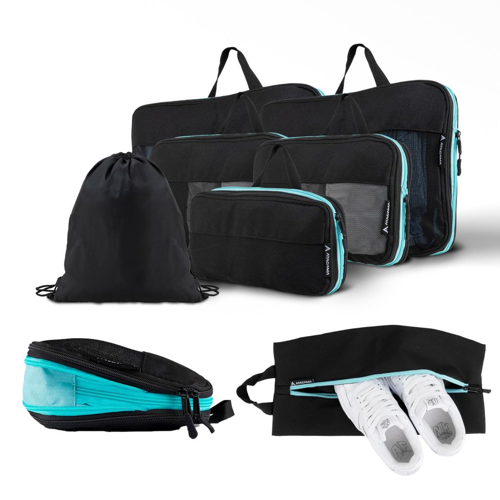 ATACAMA Packtaschen mit Kompression für Rucksack & Koffer - 8er-Set - Schwarz