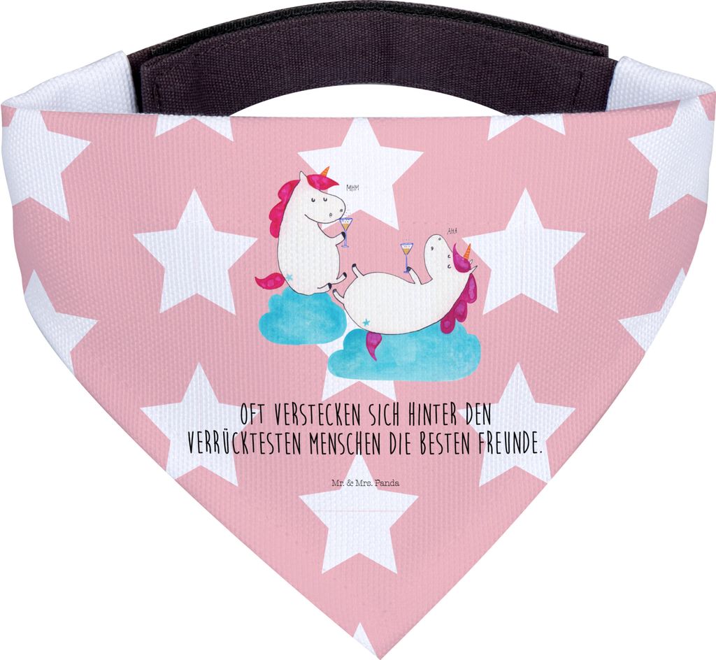 Mr. & Mrs. Panda Halstuch Hund Einhorn Sekt - Rot Pastell - Geschenk, Bandana, Mädelsabend, Unicorn, Party, Dreieckstuch, Korken, Freundin, für, ...