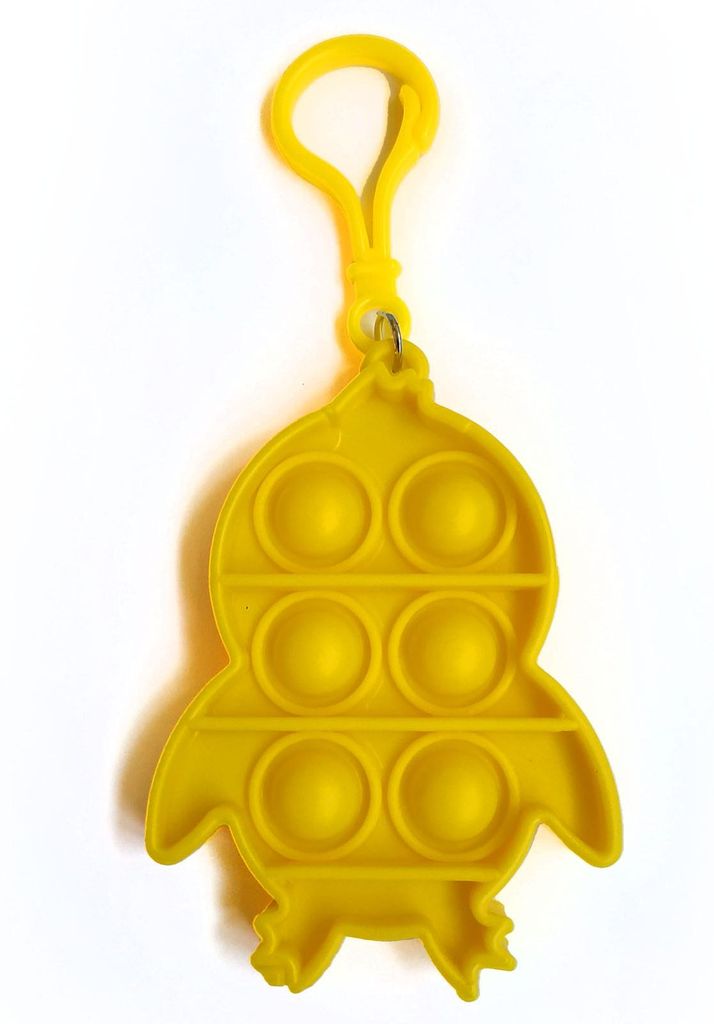 Fidget Toy Push Pop Bubble Keychain - Anti Stress Spielzeug - Schüsselanhänger Rakete Gelb