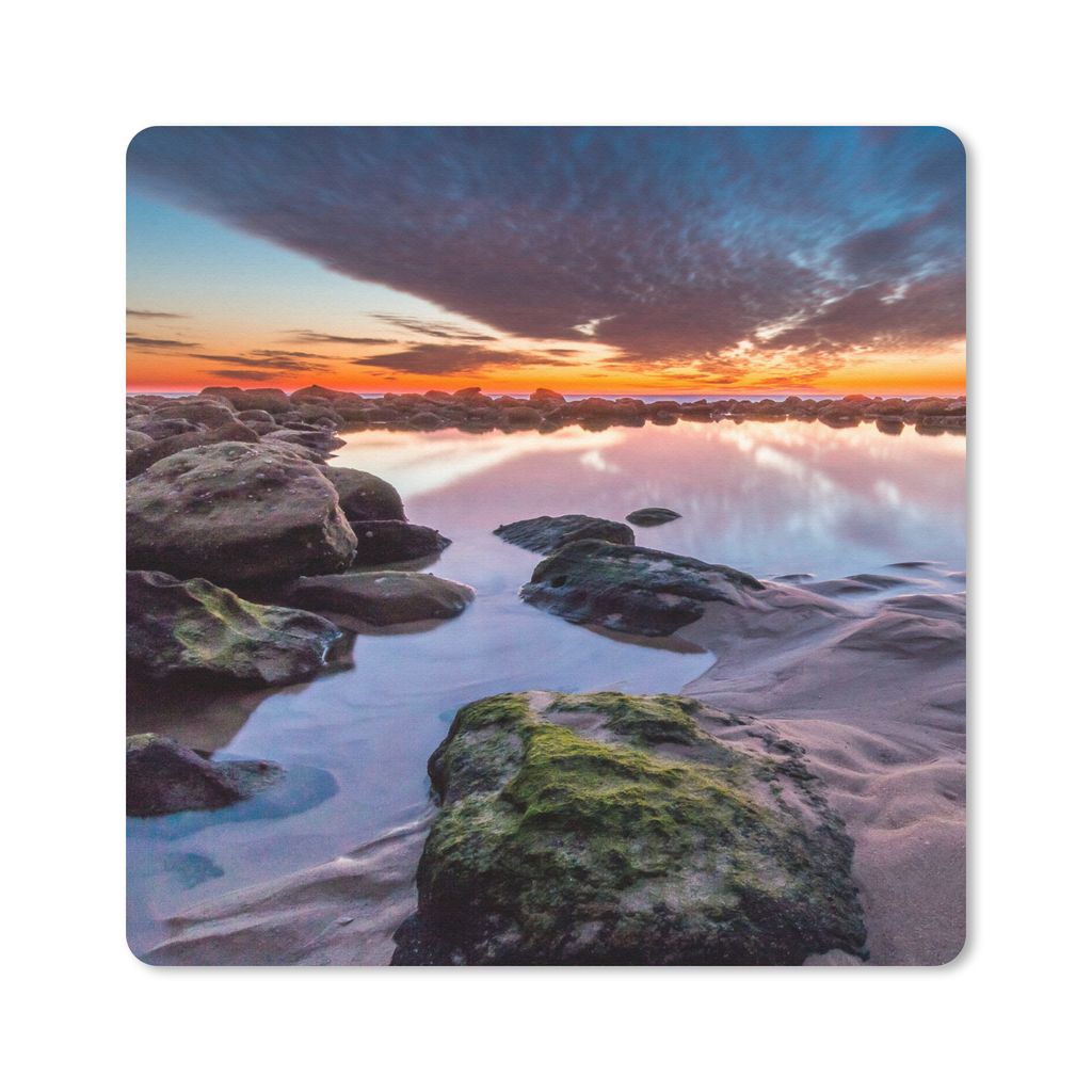 MuchoWow Mauspad Mousepad Felsen - Wasser - Natur 20x20 cm - Mousepads - Maus Mat - Pad - Mausunterlage - Desk Mat - Bureauartikeln