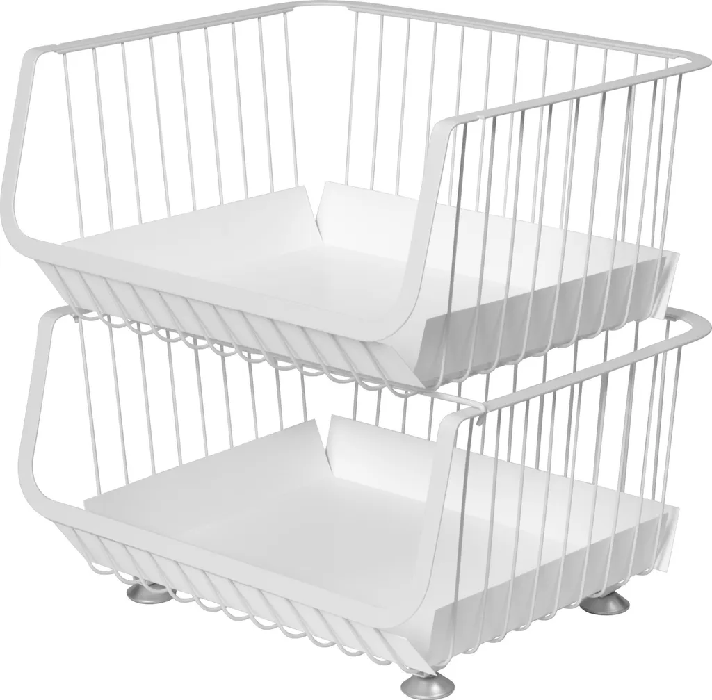 Organisateur double panier blanc pour finir avec le désordre de maison