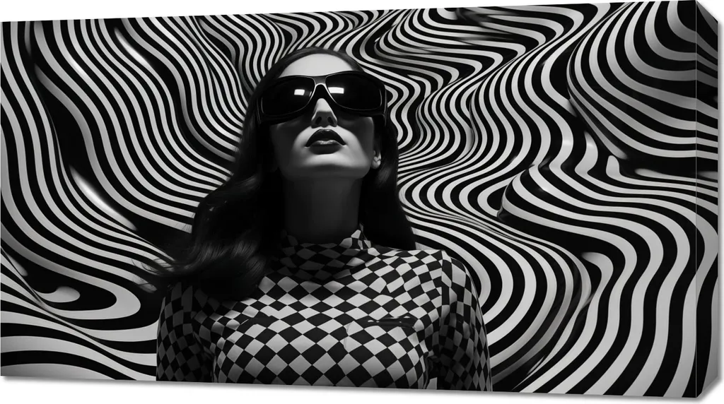 Déco Murale Contraste Lunettes Noires 90x50 cm Impression Haute Qualité