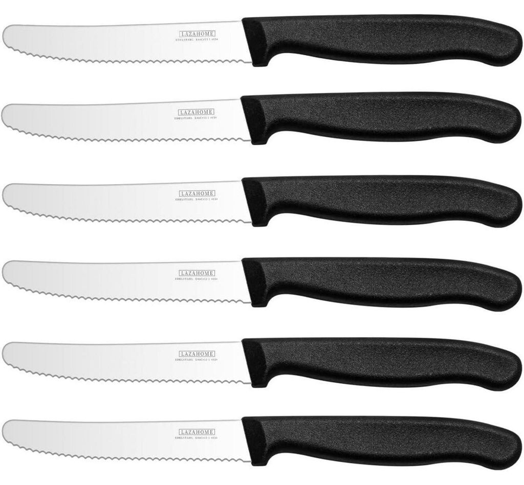 Frühstücksmesser Set 6 Stück Schwarz Wellenschliff Produktbild 