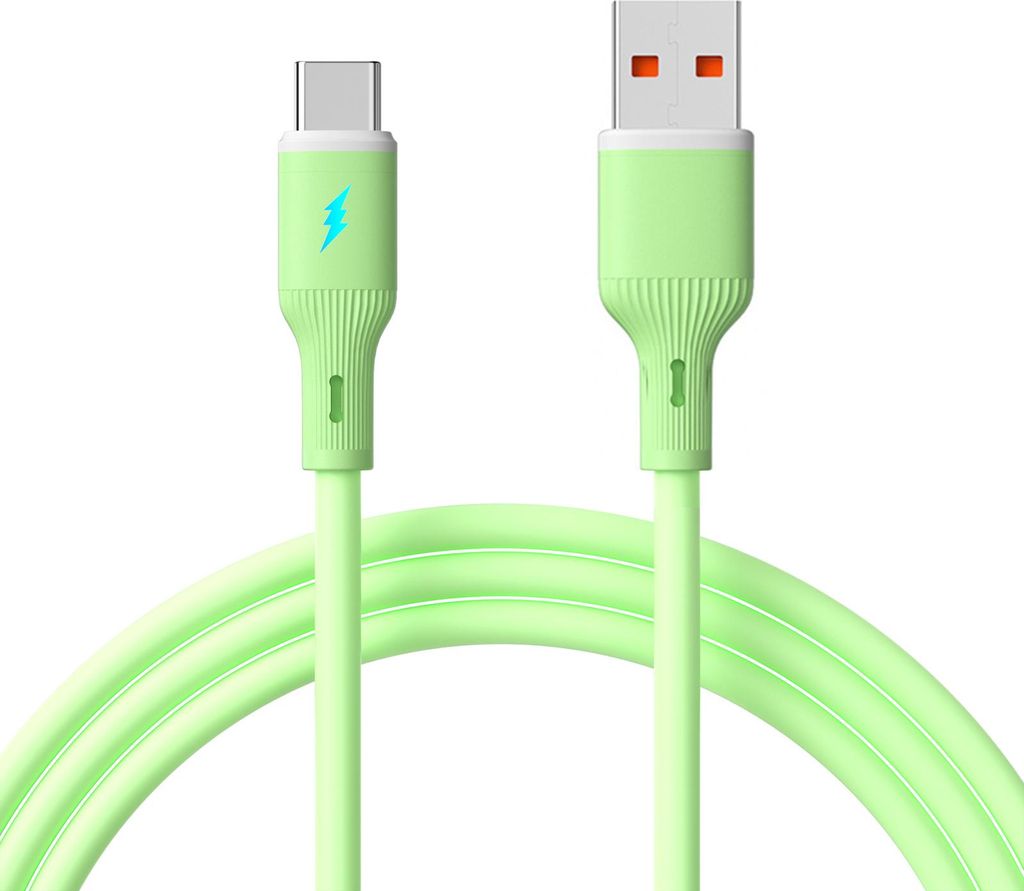 Kabel USB type C / USB A 1m AK-USB-64 Silikon Grün