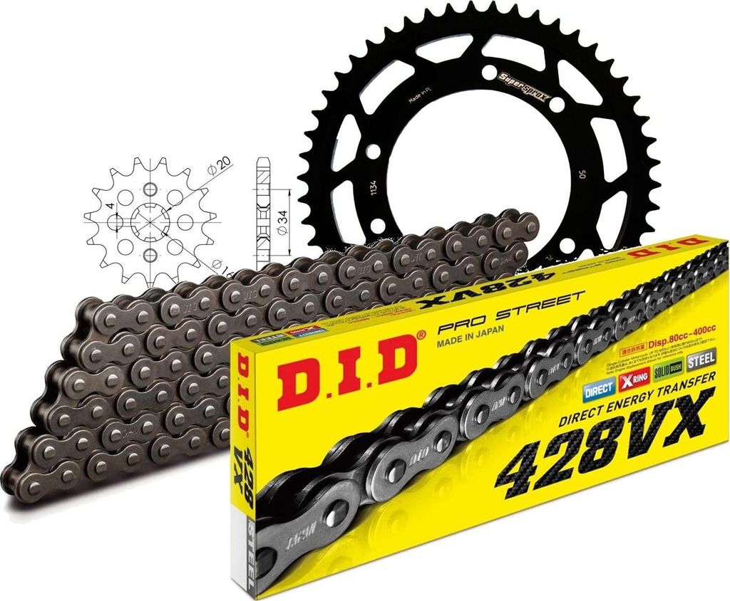DID Kit Stahl Kompatibel mit Yamaha XT125 R 05-13 14-50-128 DID428VX Niet