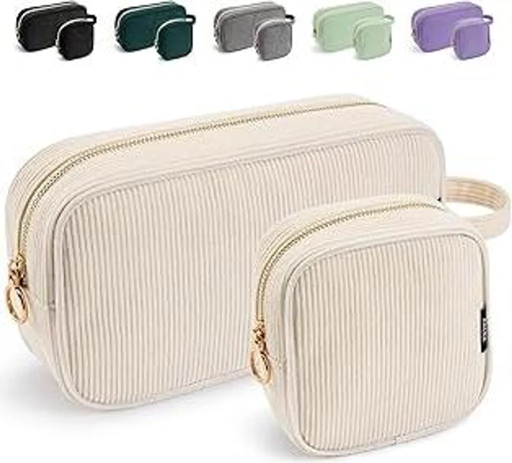 KALIDI Borsa Trucchi Velluto a Coste: Beauty Case Vintage Organizer