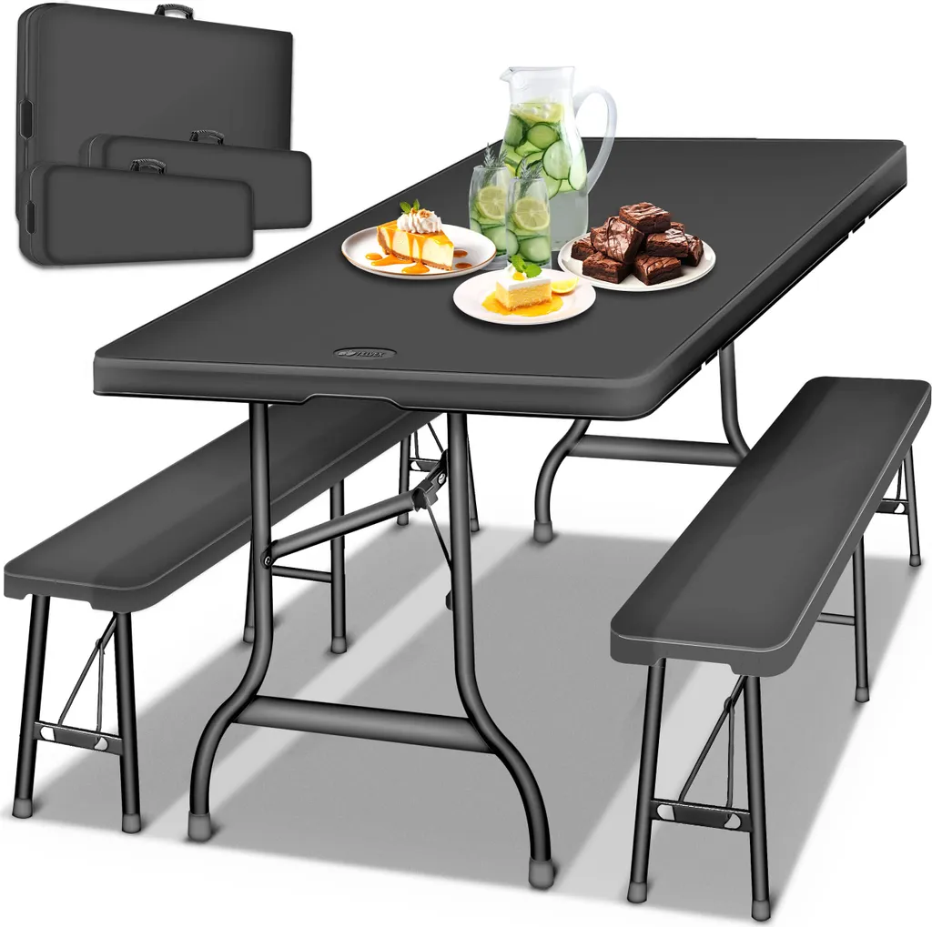 Set Birreria tillvex® Pieghevole Rattan Antracite per Giardino e Terrazza