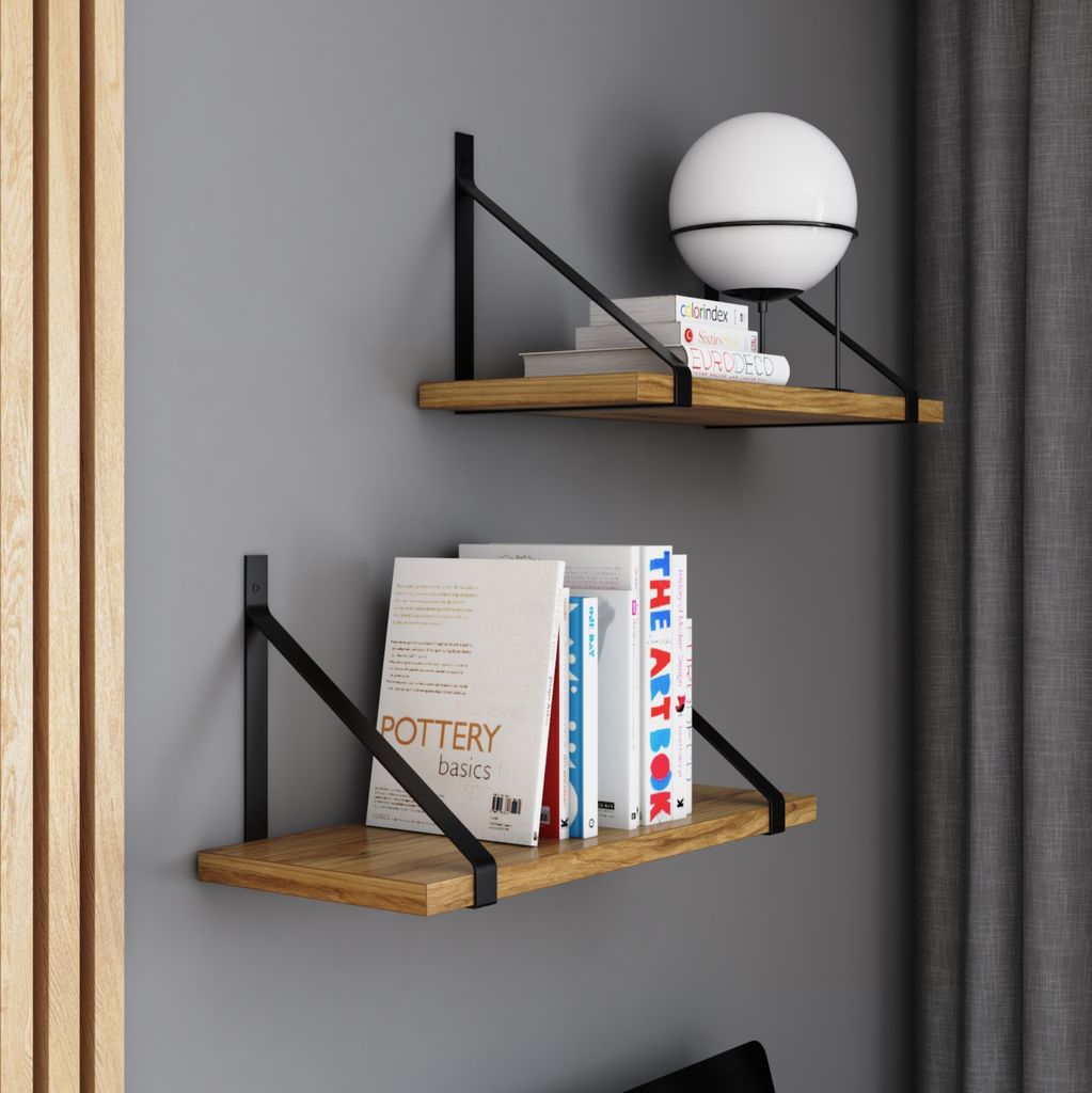 AKKE Alteiche Hängeregal GINO modern LOFT-style LxB: 60x20 cm