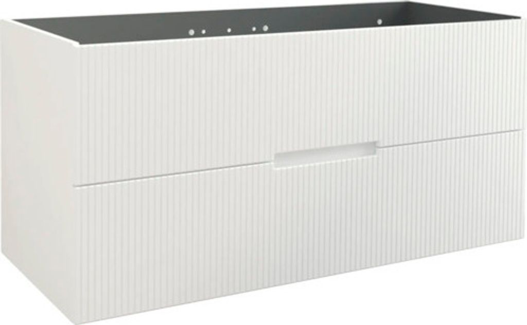 Jungborn Waschbeckenunterschrank SEDICI BxHxT 120 x 57 x 50 cm Frontfarbe weiss matt geriffelt inkl. Einzelsiphon