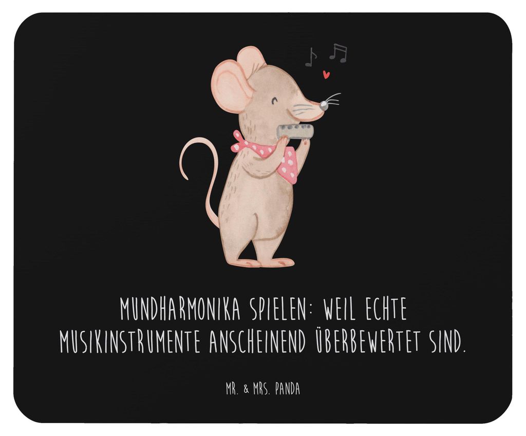 Mr. & Mrs. Panda Mousepad Mundharmonika Freude - Schwarz - Geschenk, Instrument, Folklore, Humor, Mauspad, lernen, Ironie, laptop, Musikinstrument,...