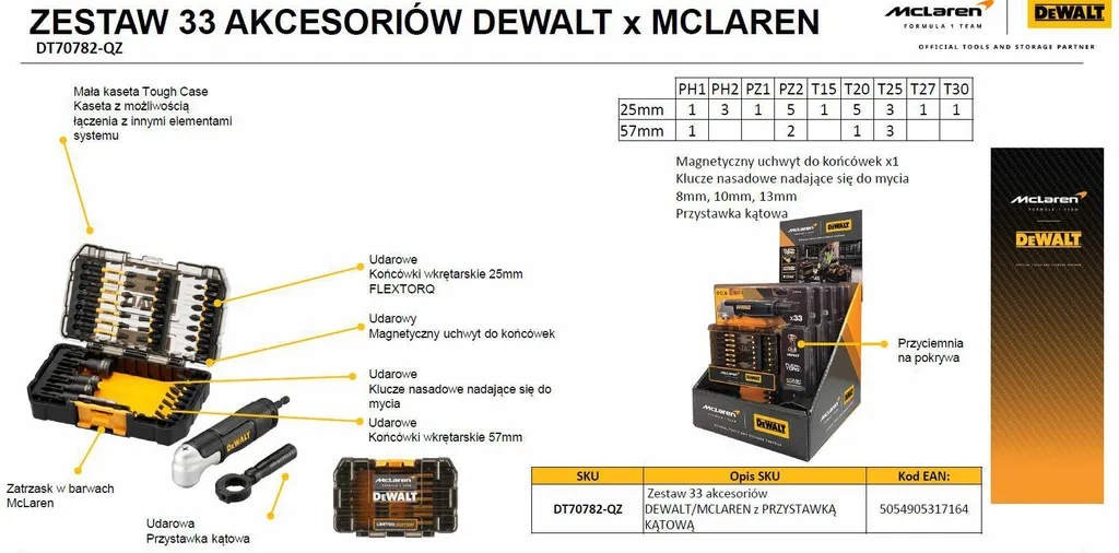 Set de Vissage Dewalt DT70782-QZ pour Visseuse et Maintenance 33 Pièces