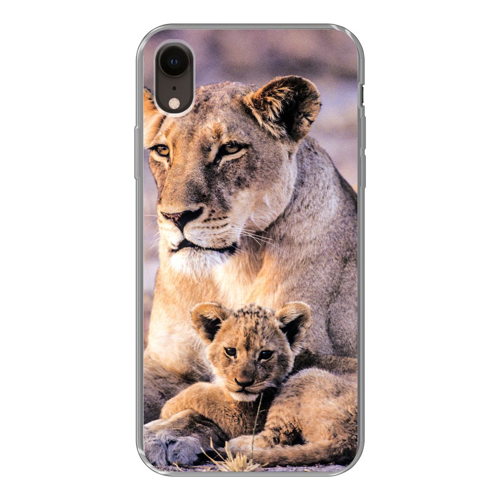 MuchoWow Handyhülle Schutzhülle Hülle für iPhone XR Löwin - Löwe - Junges Silikon Softcase Handy Hülle - Schutzdeckel