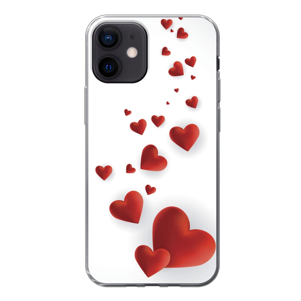 MuchoWow Handyhülle Schutzhülle Hülle für iPhone 12 Eine Illustration eines Pfades der Herzen Silikon Softcase Handy Hülle - Schutzhülle