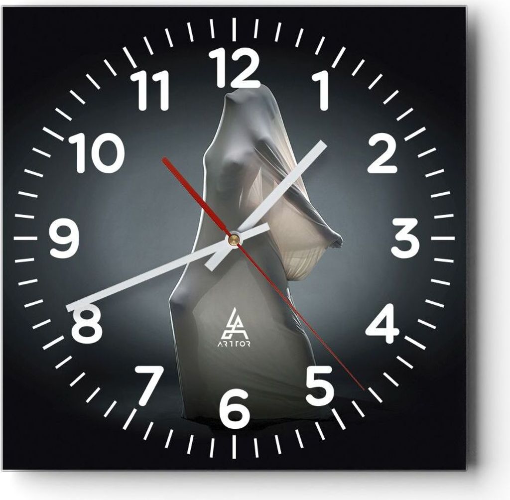 Wanduhr - Quadrat - Glasuhr - Künstlerisch Frau Kampf - 30x30cm - Schleichendes Uhrwerk - Lautlos - zum Aufhängen bereit - Dekoration Modern - Wa...