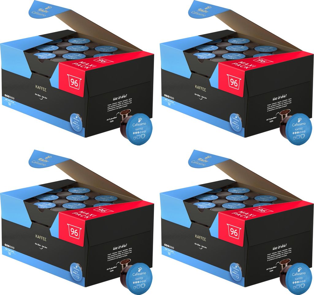 Tchibo Cafissimo Vorratsbox Kaffee Filterkaffee mild Kaffeekapseln, 384 Stück – 4x96 Kapseln (Kaffee, mild mit sanften Röstaromen), nachhaltig ...