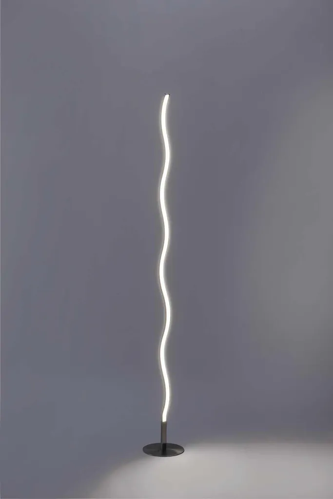 Lampadaire Design Vague Argenté avec LED Intégrées 120cm - Forme Incurvée - 5
