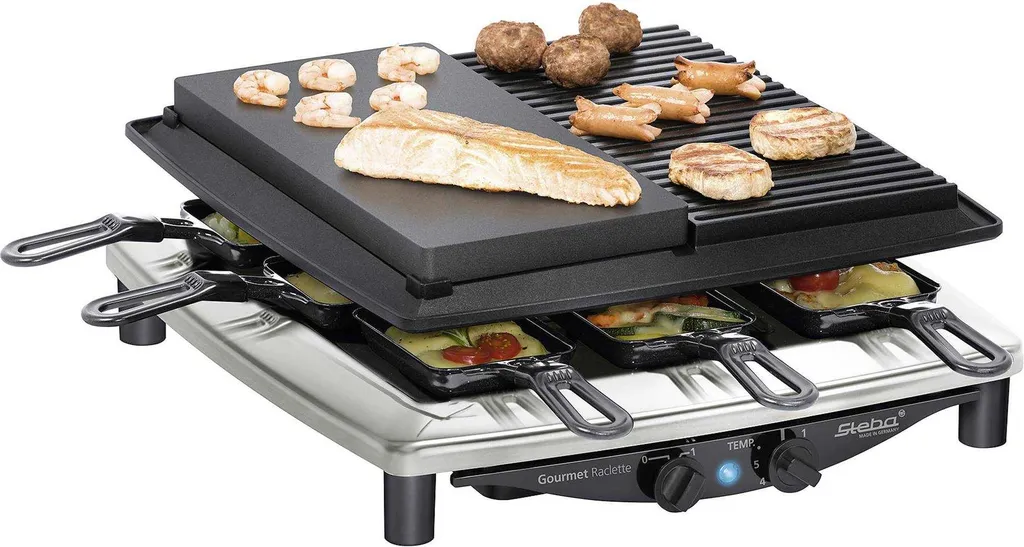 Raclette Steba RC 4 Plus Deluxe Chrom Antiadhésive sans Fumée 1450W