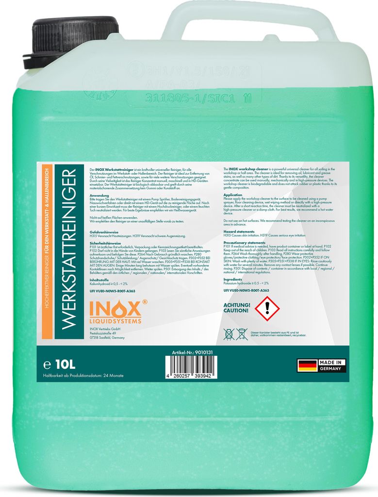 INOX Werkstattreiniger Konzentrat, 10L - Bodenreiniger Industriereiniger