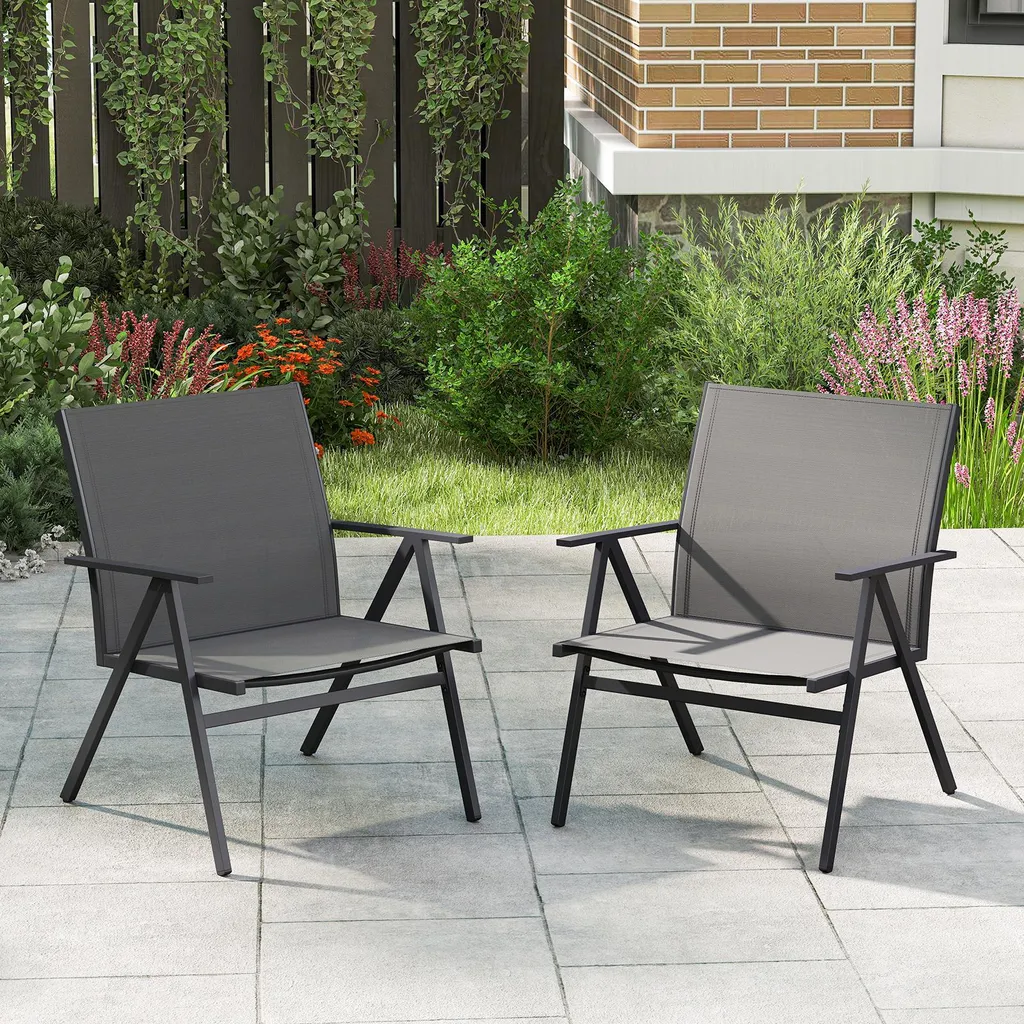 Lot de 2 Chaises Extérieures Anti-Chaleur et Solides Gris Anthracite - 2