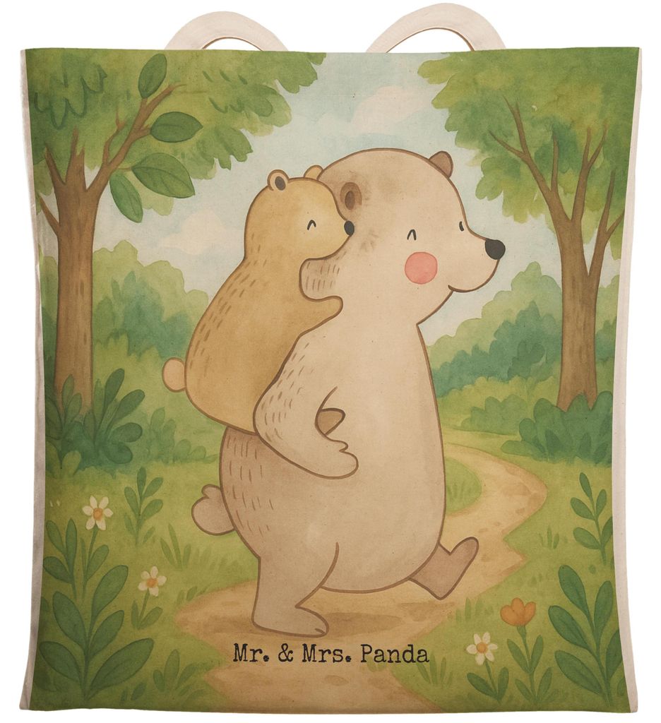 Mr. & Mrs. Panda Beutel Papa Bär Design - Weiß - Geschenk, Stofftragetasche, Tote Bag, Vatertag, shopping, Muttertag, Geburtstag, Einkaufstasche,...
