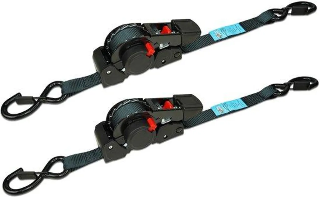 Sangle à enrouleur rétractable pour remorque bateau et UTV - Lot de 2