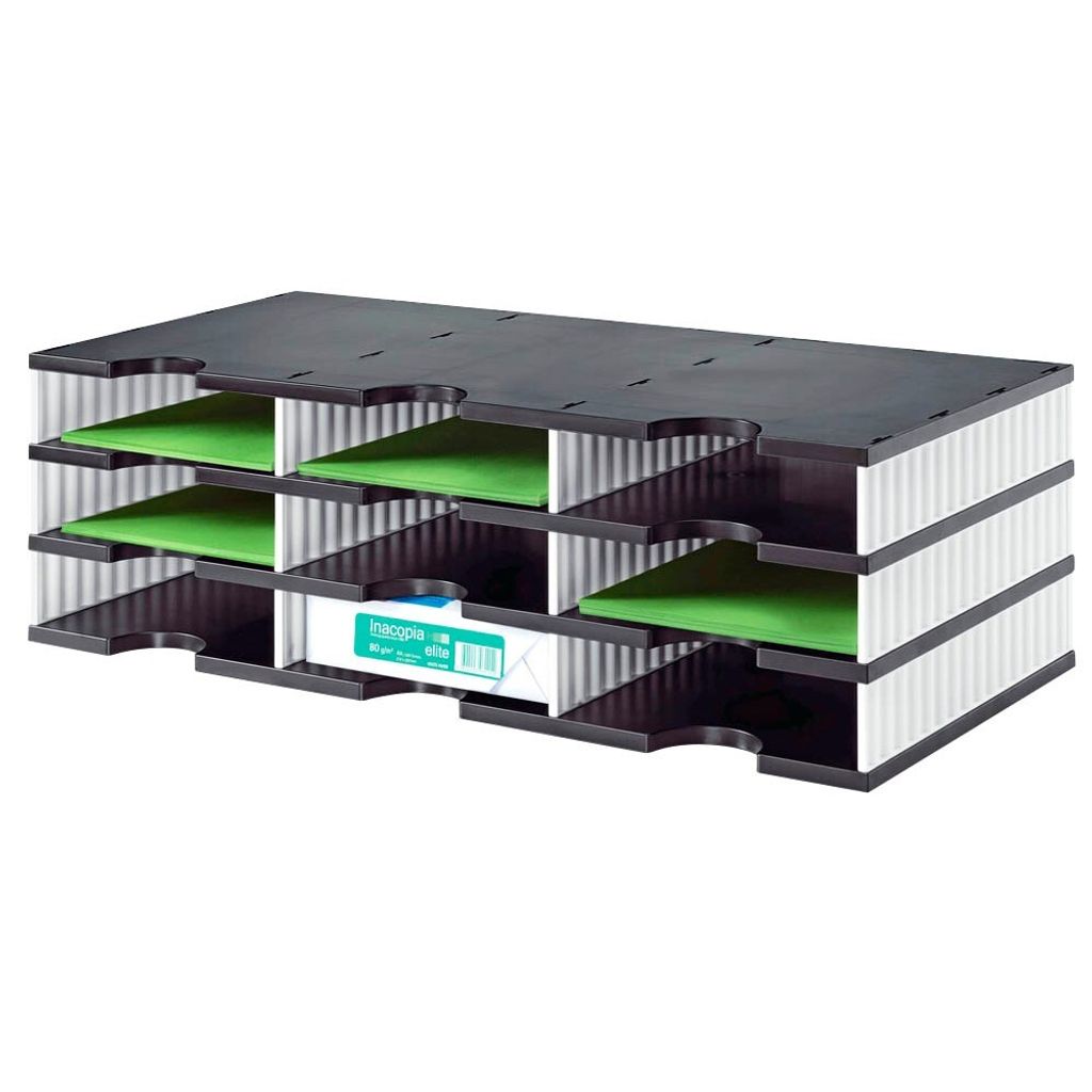 styro styrodoc trio - Polystyrol - Schwarz - Weiß - 9 Schublade(n) - 723 mm - 223 mm - 331 mm