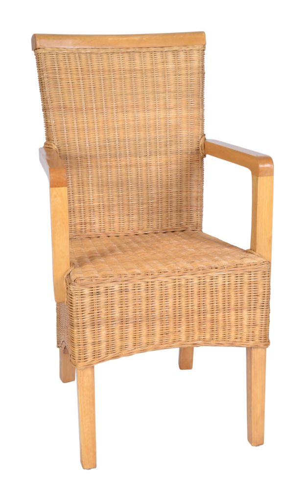 MiaMöbel Armlehnstuhl Rattan 51x98x57 cm Modern Massivholz Rattan Mahagoni Rattan natur