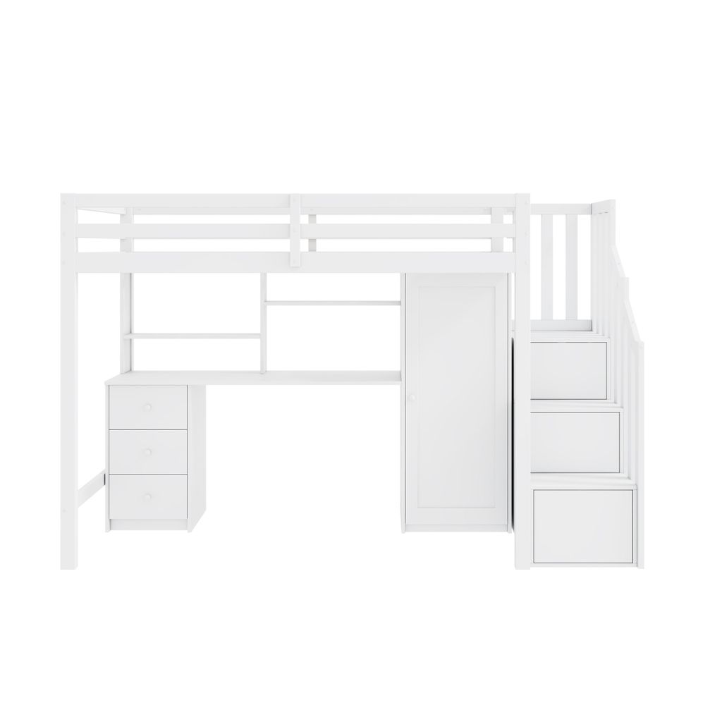 Flieks Etagenbett 90x200cm mit Schreibtisch und Schrank, Produktbild 