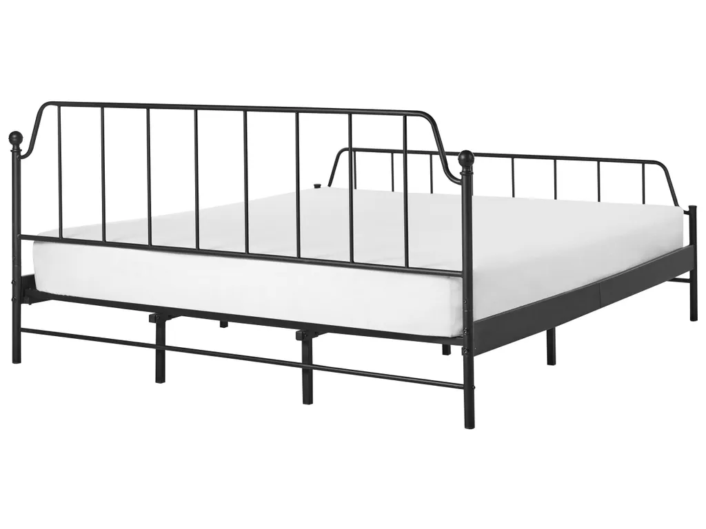 Cadre de lit double 180x200 en métal noir style industriel chic BELIANI